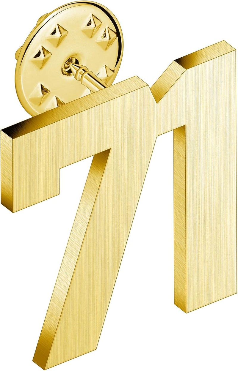 AMITER Personalized 0-100 Number Lapel Pins, 18K Gold Brooch Pin Tie Tacks for Suits, Neckties, Hats, Men & Women - Image 1